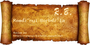 Reményi Borbála névjegykártya